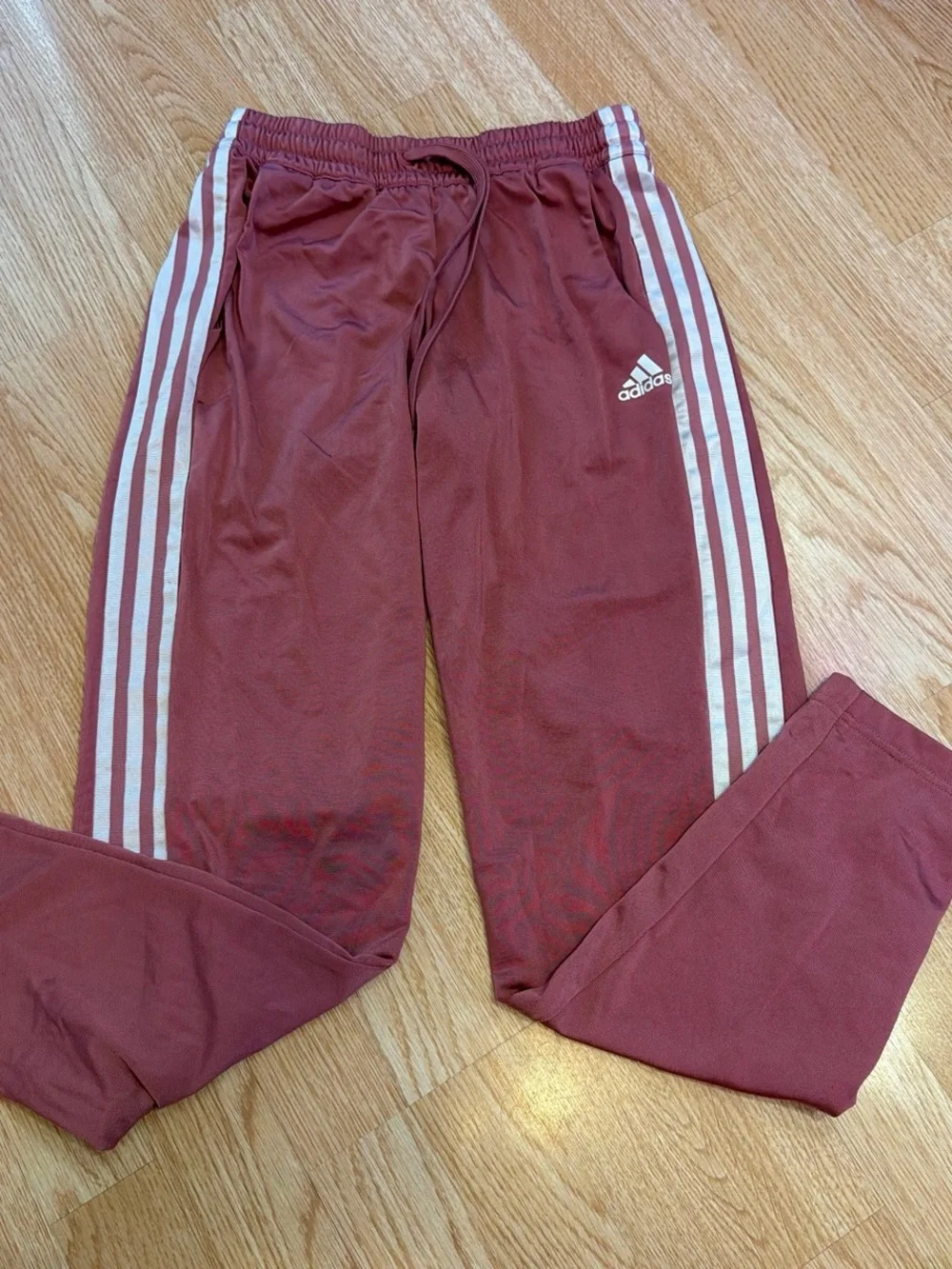 Adidas 3-Stripes Ankle Zip Track Pants Dusty Rose Mauve Pink Women’s Small - Picture 1 of 2